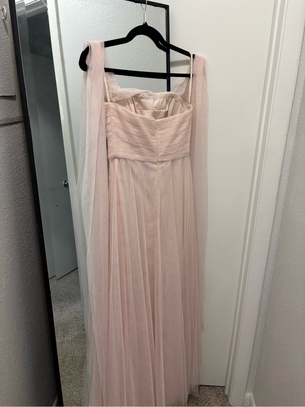 Jenny Yoo Blush Pink Tulle Dress with Draped Bodice - Picture 2 of 7